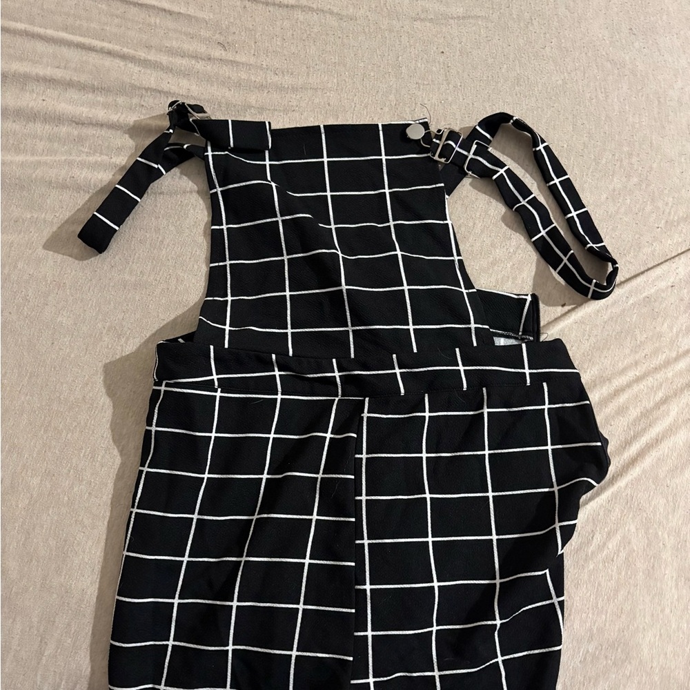 SHEIN Black and White Checkered shorts overalls